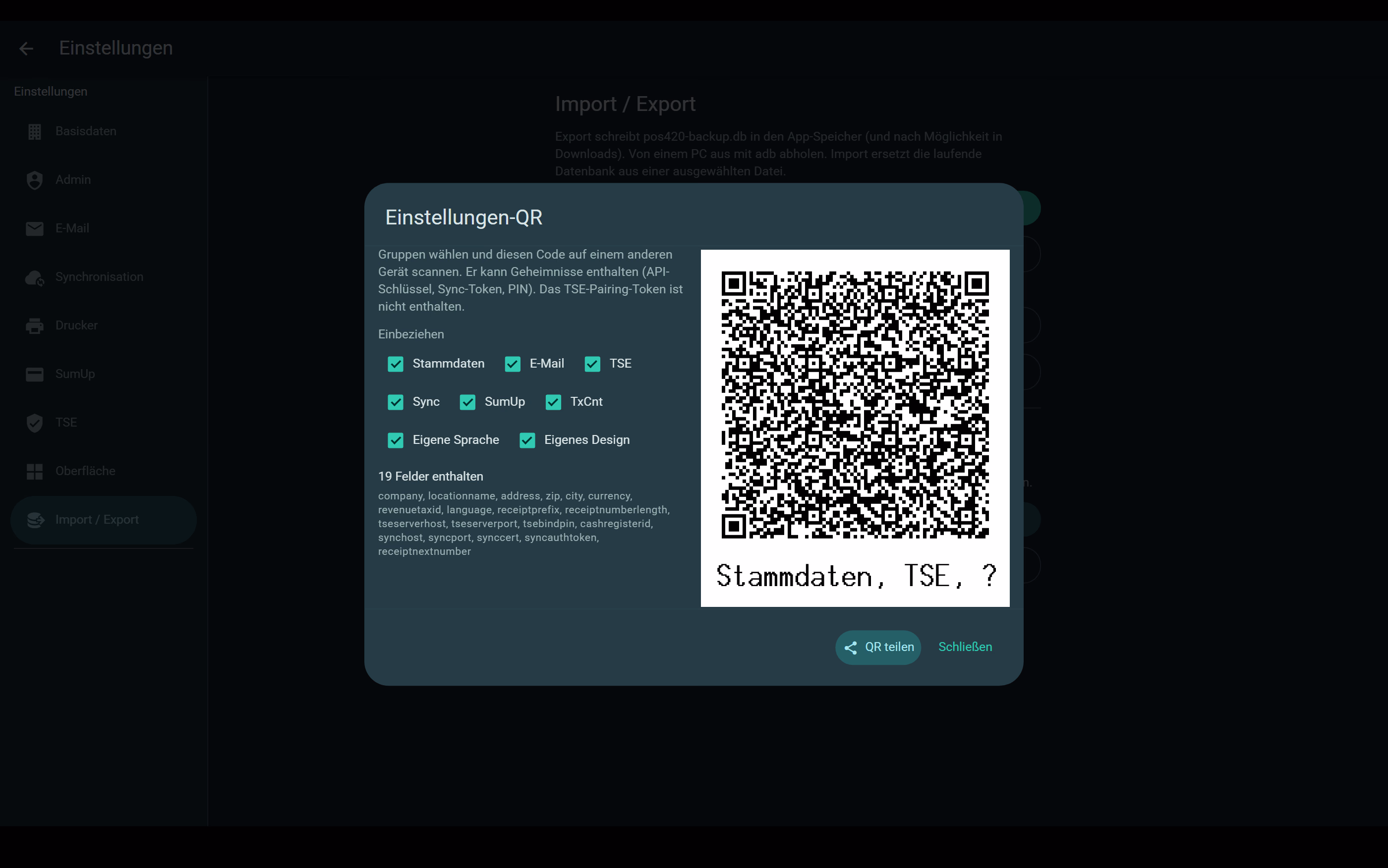 QR-Code Export Dialog